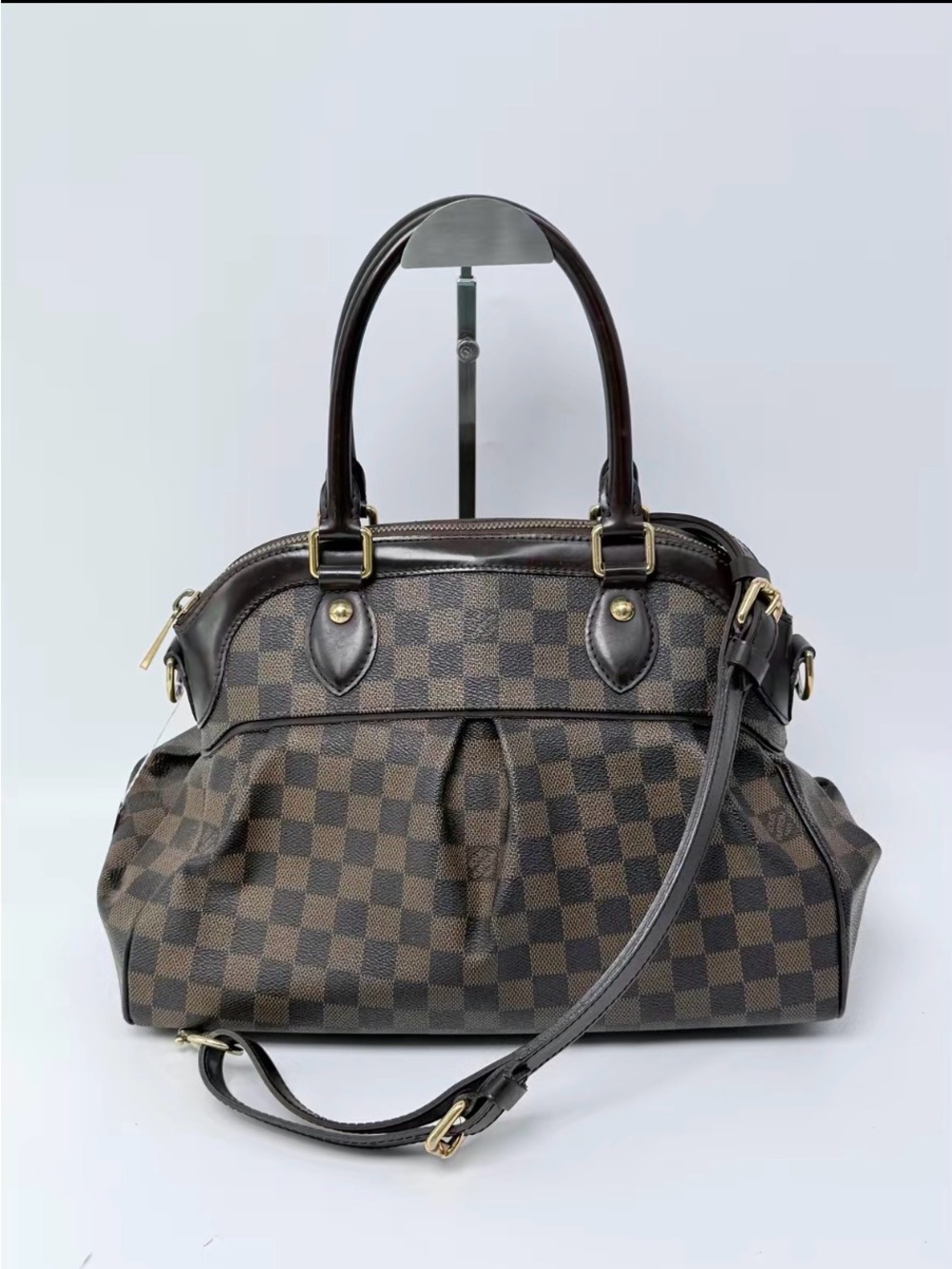 Louis Vuitton Brown Damier Ebene Satchel with Dark Brown Trim